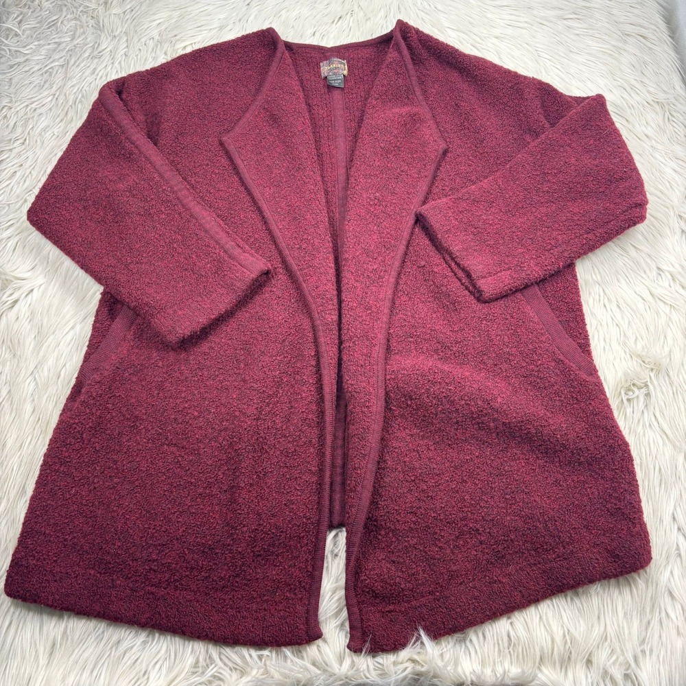 Tarnish Women's OS Boucle Chucky Knit Long Line Cardigan Wool Blend Boho Preppy